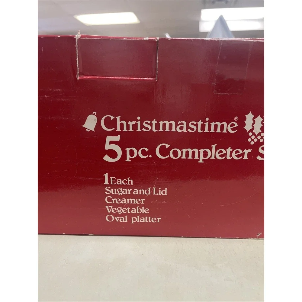 Nikko Christmastime 5pc Completer Set Oval Platter Vegetable Bowl Sugar Creamer
